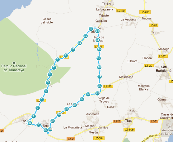 Cycle route Timanfaya