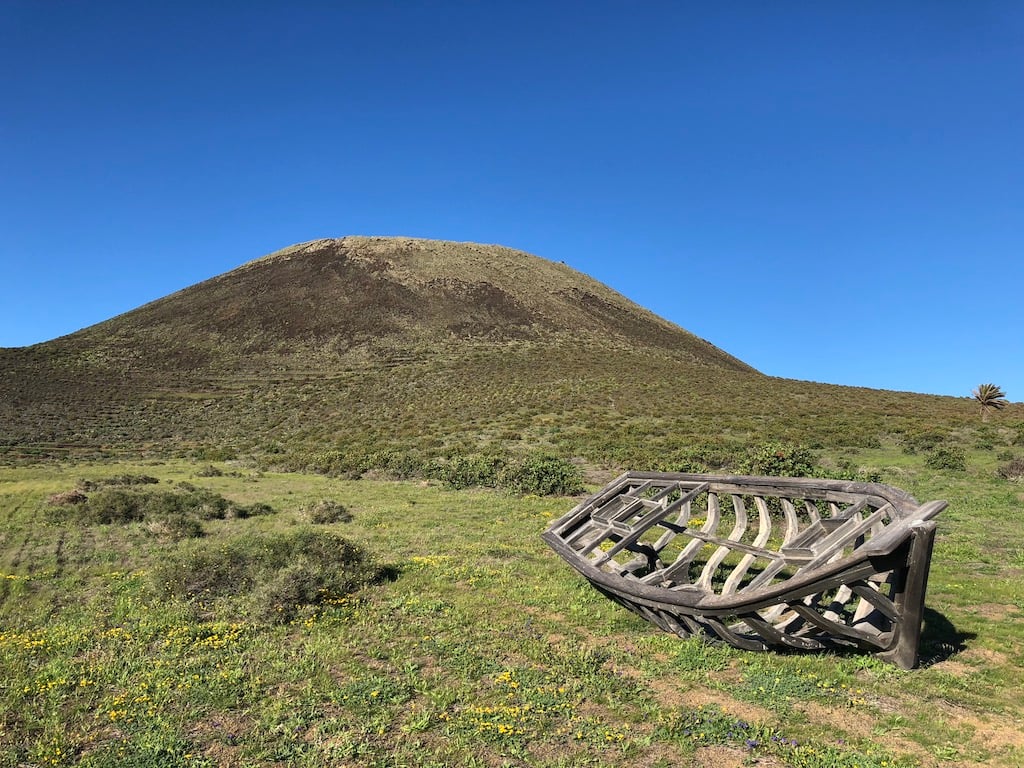 Blue sky day patera skeleton La Corona Guinate