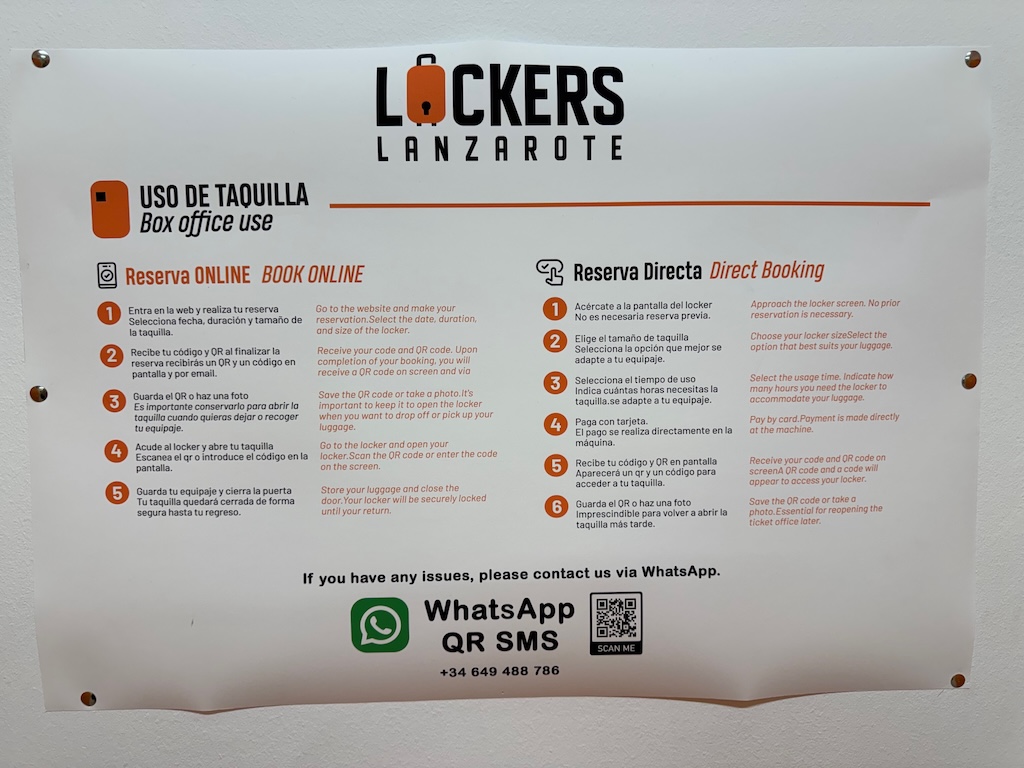 Lanzarote Lockers Instructions